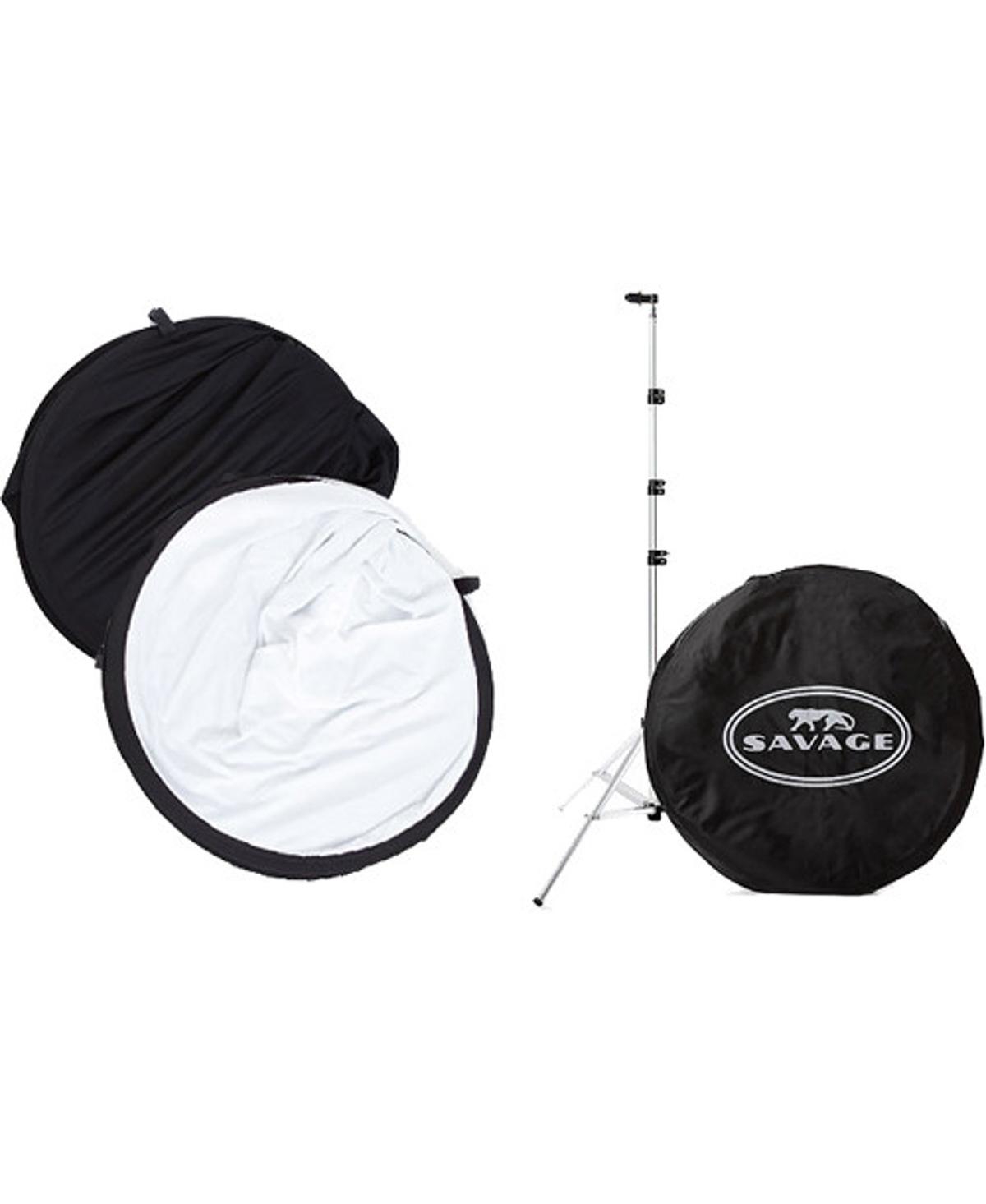 Savage 6x7' Reversible Collapsible Backdrop with 8' Aluminum Stand, Black/White