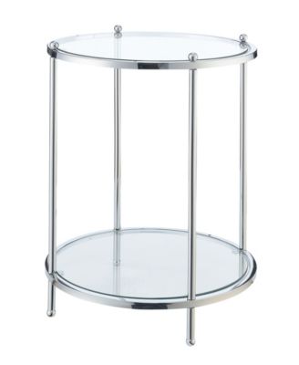 Royal Crest 2 Tier Round Glass End Table with Shelf