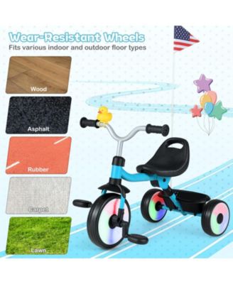 Toddler Tricycle with 3 Position Seat and Storage Basket for Kids