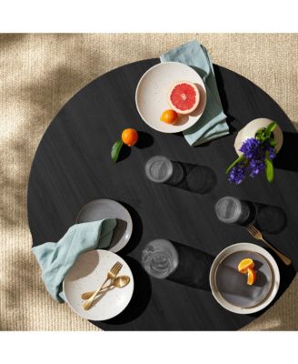 Round Mid-Century Modern 35.5in Dining Table, Dinette for Home or Kitchen w/Wood Finish Steel Legs 