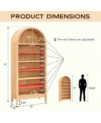 Arched Book shelves with Adjustable Shelves for Space-Efficient Storage