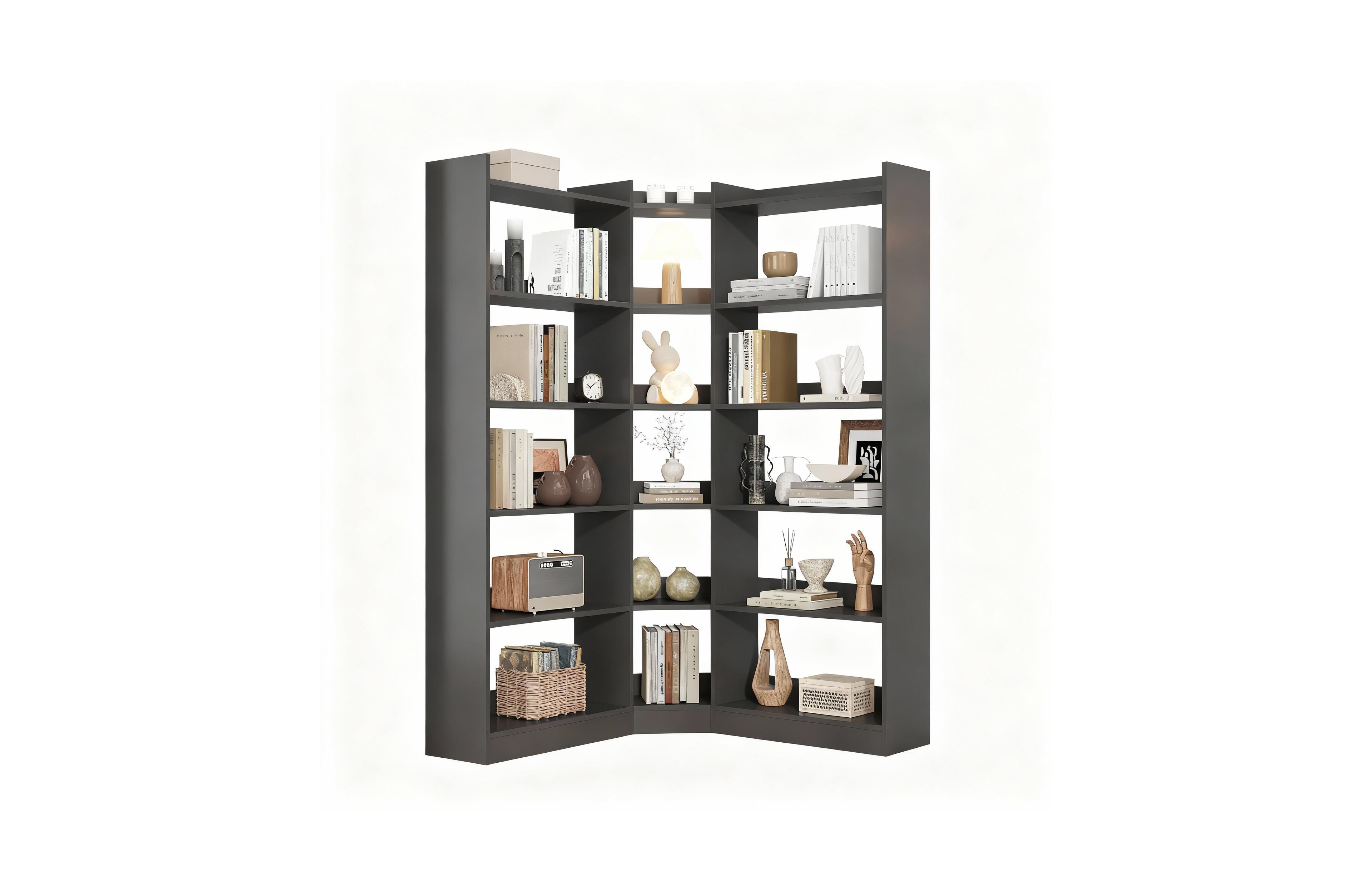 Yigii L Shaped Corner Bookshelf 6 Tiers Storage Display Rack