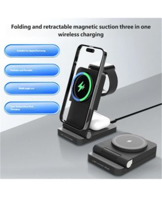 3-in-1 Magnetic Wireless Charger with Charging Port - Folding Desktop Charger for Apple, MagSafe Wireless Charging