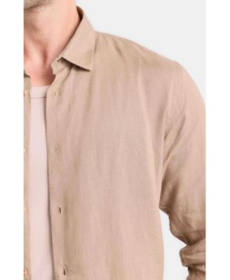 Men's Men Long-Sleeve Linen Shirt Semi-Fitted Silhouette