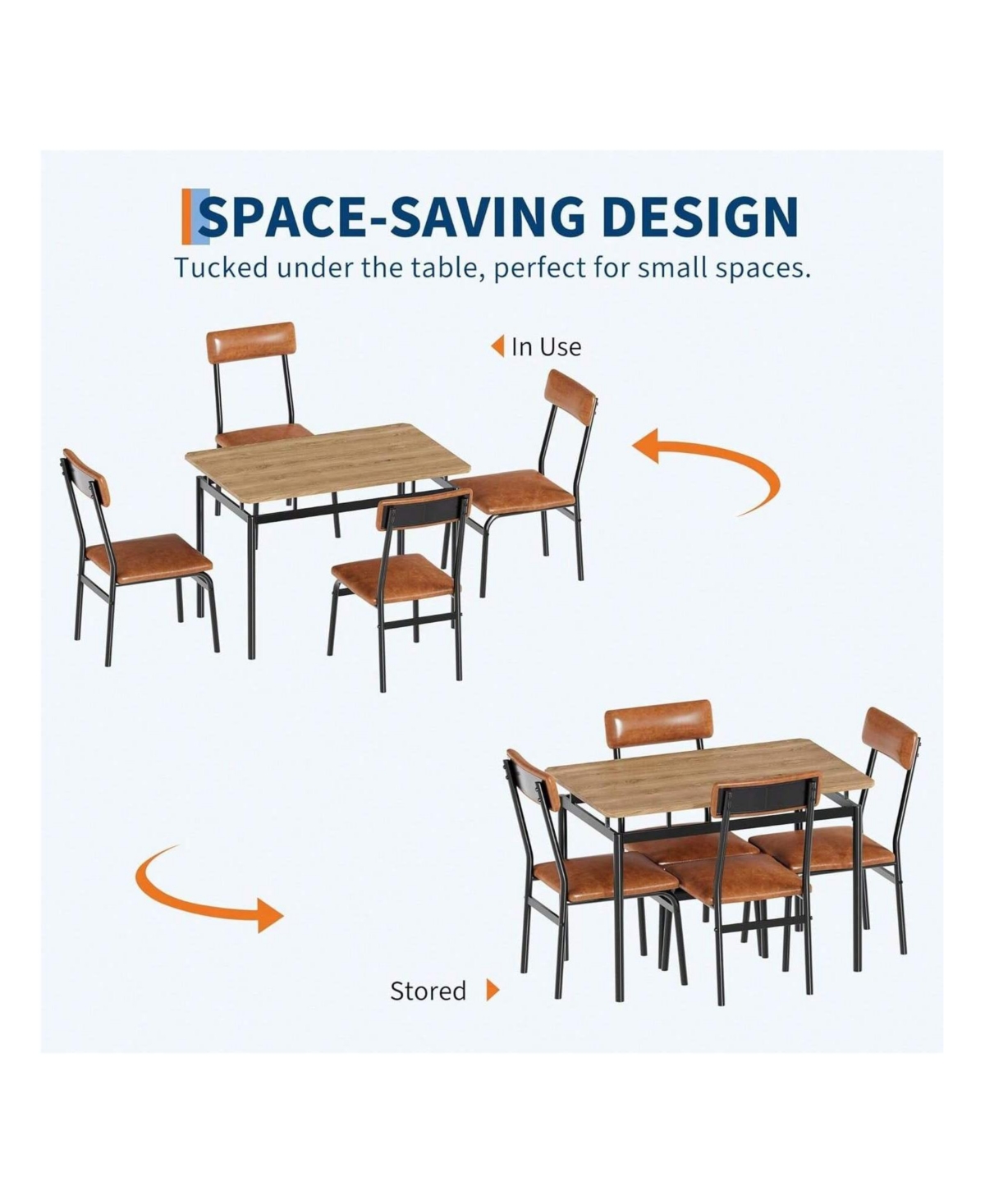 gaomon Kitchen Table 5 Piece Dining Table Set For 4 Kitchen Table And Chairs Set for Dining Room, Home Office