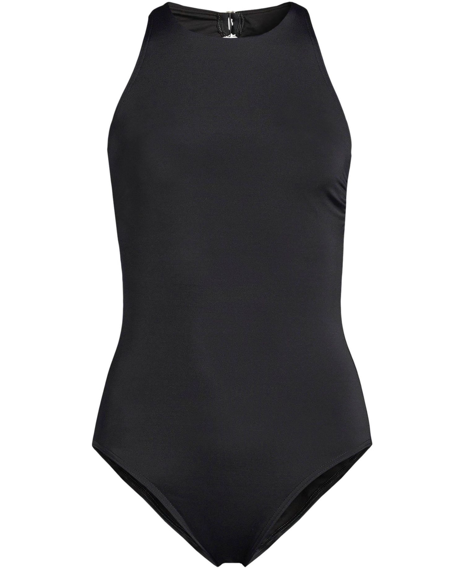 Petite Tugless High Neck Portrait Back One Piece Swimsuit