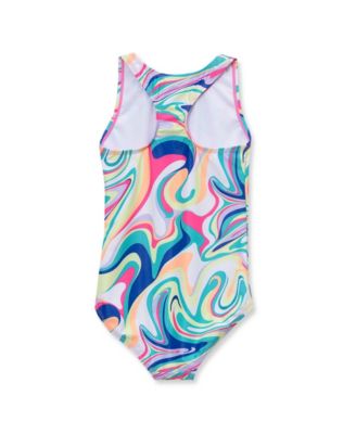 Big Girls Plus Chlorine Resistant Sporty Racer Back One Piece Swimsuit