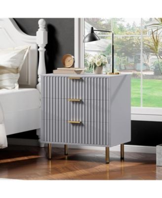 3 Drawer Dresser for Bedroom, Fluted Dresser with Large Drawers and Sturdy Legs Support for Bedroom