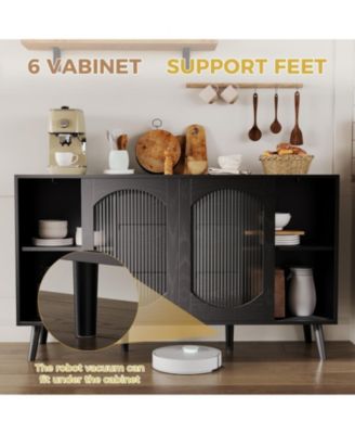 Sideboard Buffet Cabinet with Storage, Buffet Cabinet with Fluted Glass Sliding Doors and Drawers, Sideboard for Kitchen