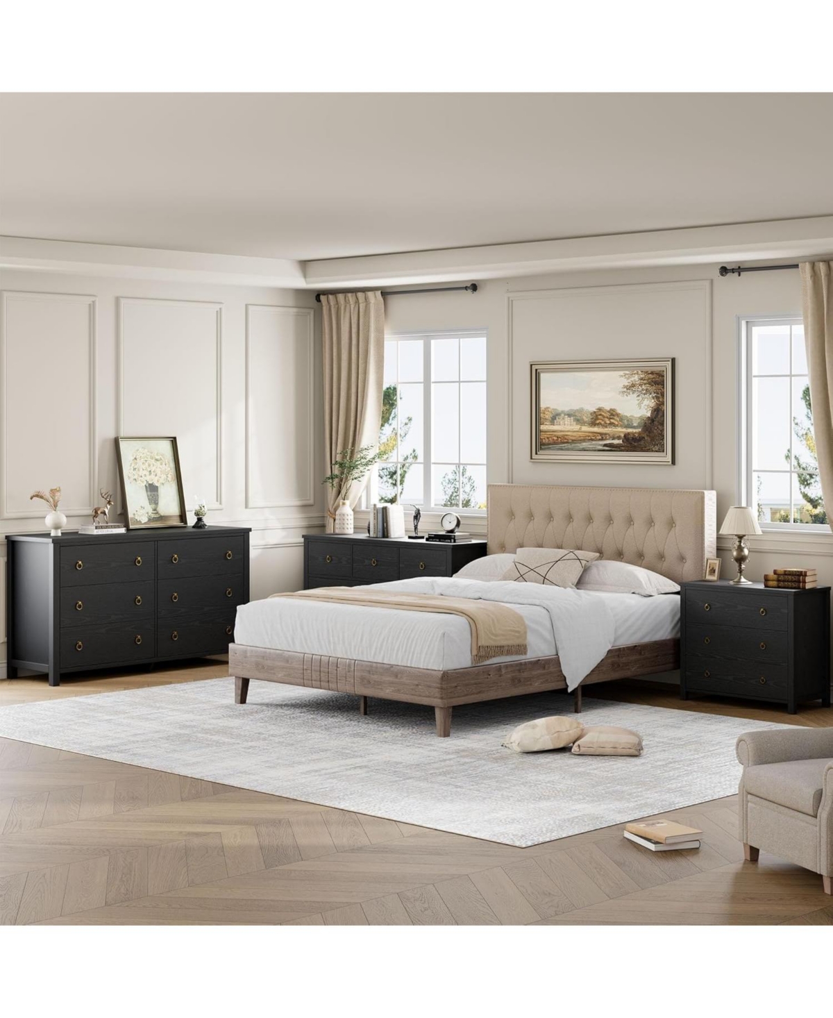 gaomon Dresser for Bedroom with 6 Drawers, 47'' Wide Chest of Large Drawers with Large Clothes Storage Cabinet, Wood Dresser, Tv Stand for Bedroom