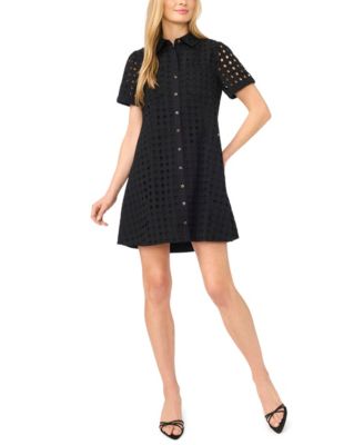 Women's Collared Short-Sleeve Babydoll Mini Dress