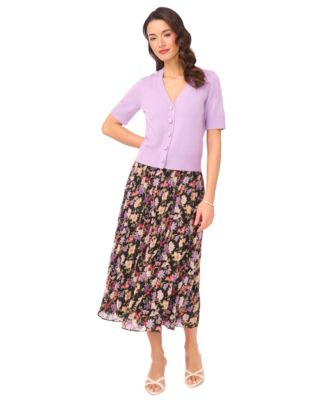 Women's V-Neck Short-Sleeve Cardigan