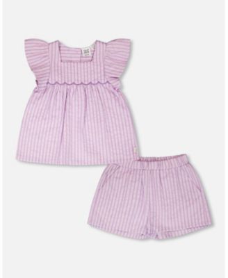 Toddler Girls Top and Short Set Stripes