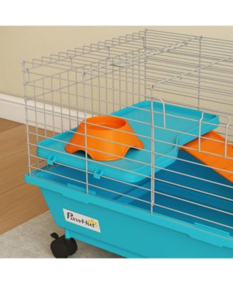 35"L Small Animal Cage, Rolling Bunny Cage, Guinea Pig Cage,