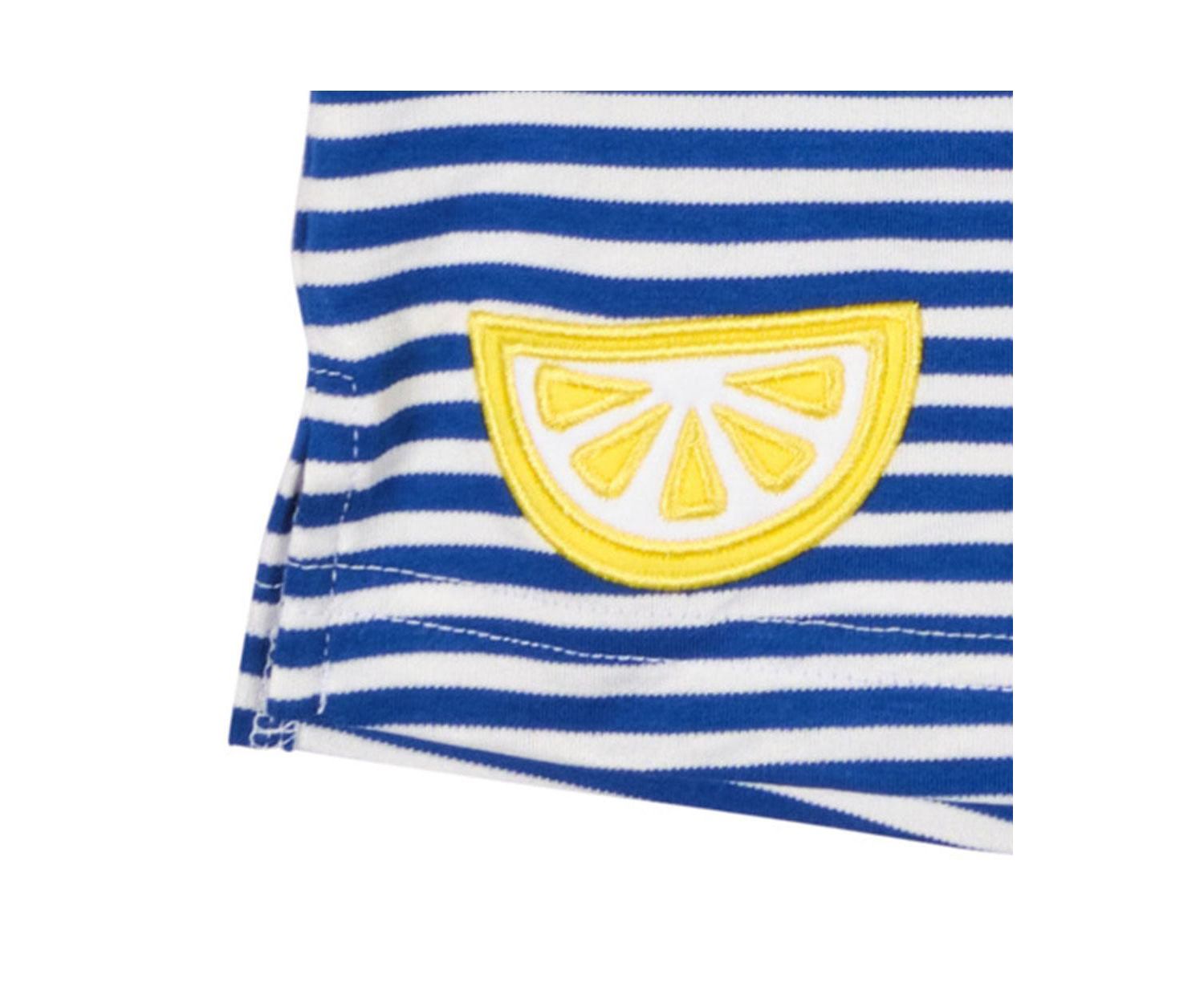 Big Girls Stripe Knit Short Set With Fruit Slices