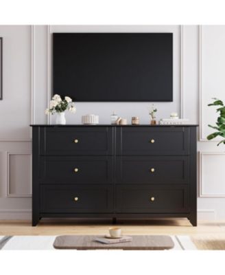 Wide 6-Drawer Modern Dresser, Deep Drawers for Bedroom