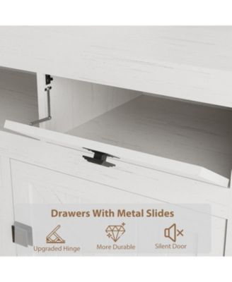 Farmhouse TV Stand for 80" TVs, Long Entertainment Center with 4 Drawers and 3 Shelves