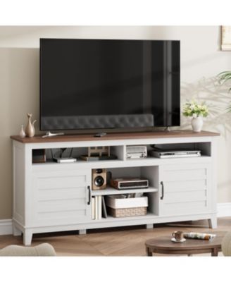 TV Stand for 63 in, Entertainment Center with Adjustable Shelves, Farmhouse TV Stand with Cabinet Doors,for Living Room, Bedroom