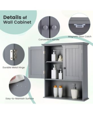 2-Door Wall-Mount Bathroom Storage Cabinet with Open Shelf