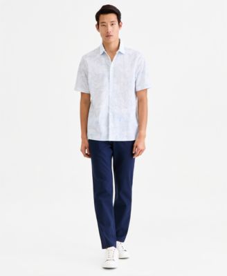 Men's Short-Sleeve Cotton Leaf Shirt