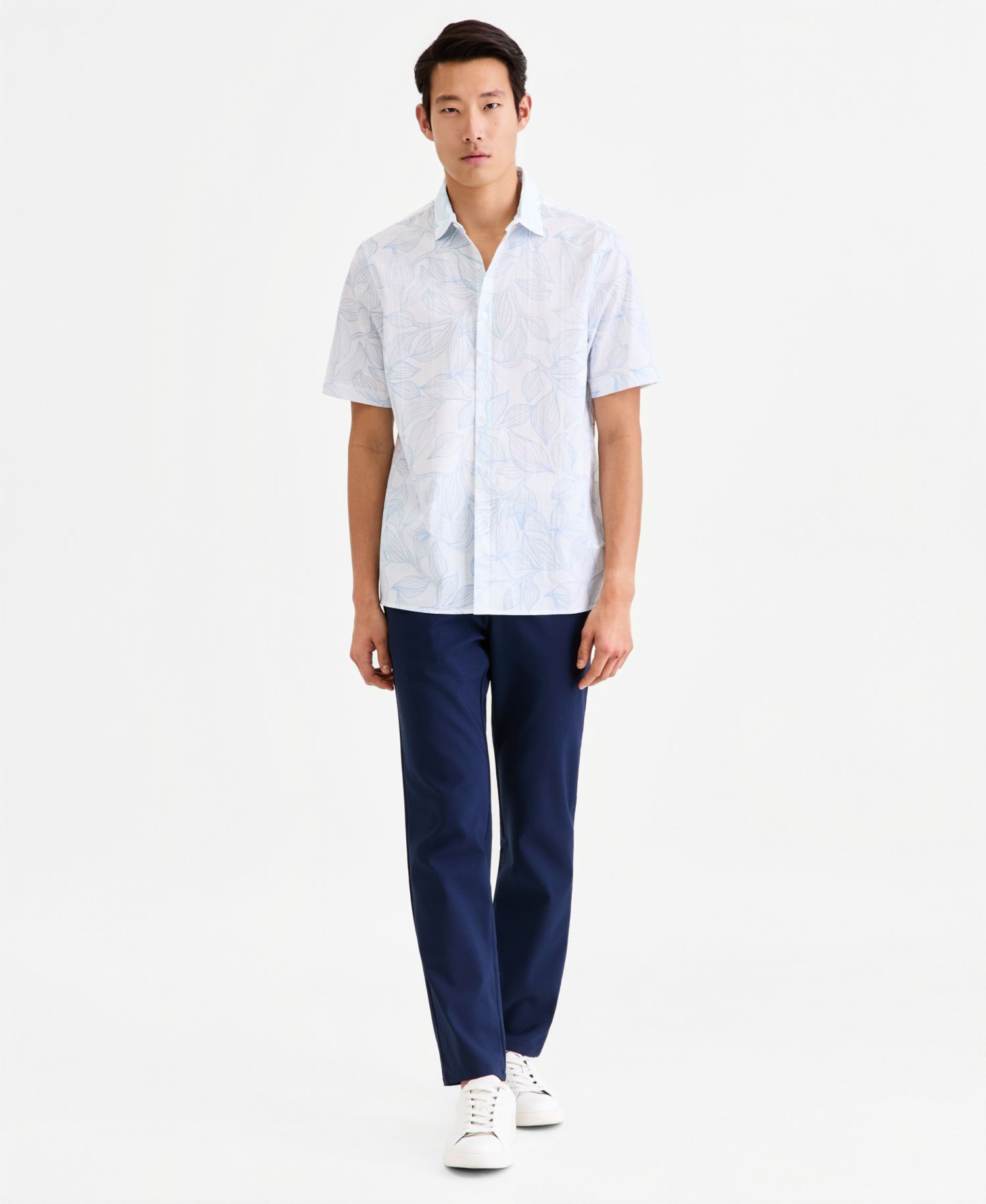 Men's Short-Sleeve Cotton Leaf Shirt