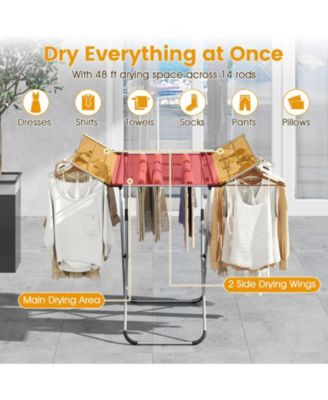 Folding Aluminum Clothes Drying Rack with 2 Side Wings, Laundry Airer
