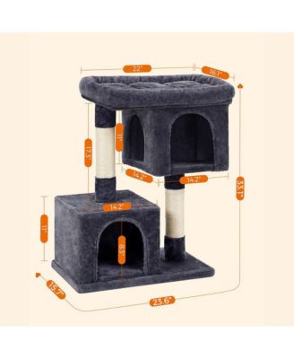 26.4-Inch Cat Tower with 2 Cat Caves, Scratching Posts, Compact Indoor Cat Tree