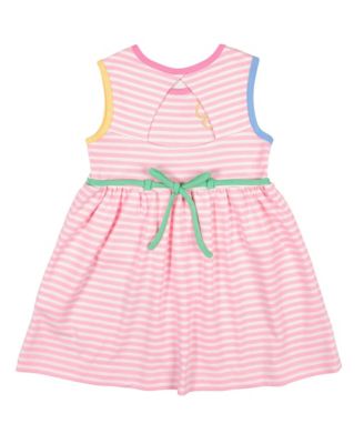 Toddler Girls Stripe Knit Dress With Flowers