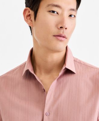 Men's Short-Sleeve Solid Texture Shirt