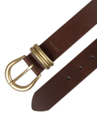 Women's Double Metal Loop Leather Belt