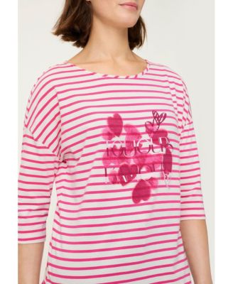 Women's Stripe & Hearts Print T-Shirt