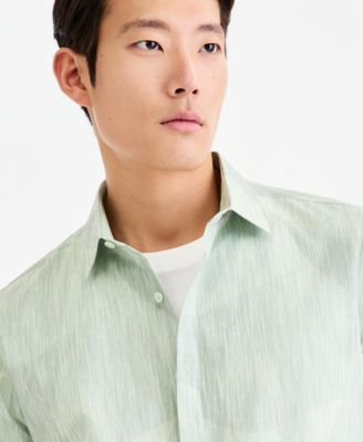 Alfani Men's Short-Sleeve Textural Wave Shirt