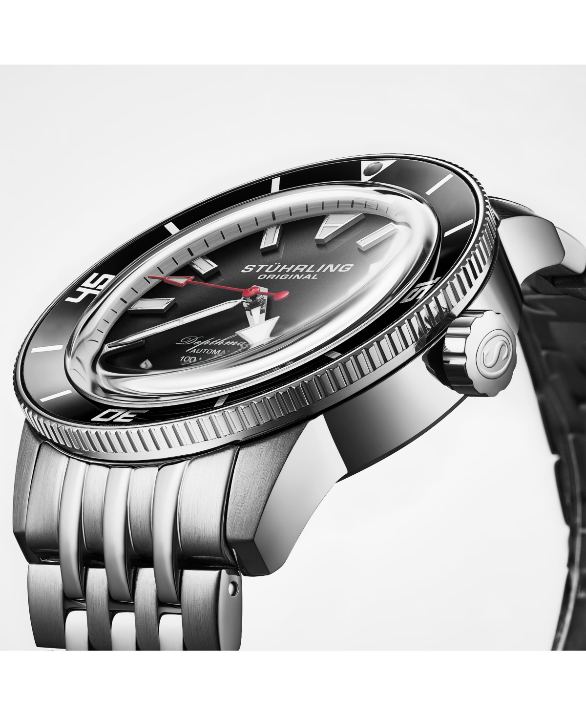 Stuhrling Depthmaster 4086.1 Men s Automatic Watch 42mm Stainless Steel Black Dial