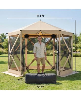 10 x 11 ft Pop Up Gazebo Screen Tent, Inst Camping Canopy