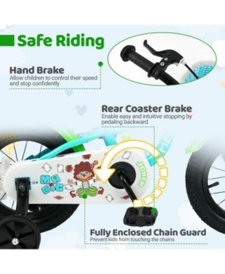 12 Inch Kids Bike with Training Wheels and Basket Green Color-12