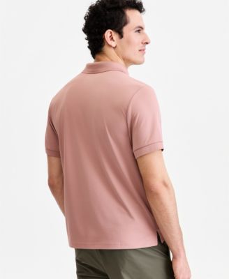 Men's Ottoman Short Sleeve Textured Quarter-Zip Polo Shirt