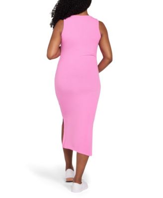 Maternity Motherhood Sleeveless Henley Racerback Midi Dress