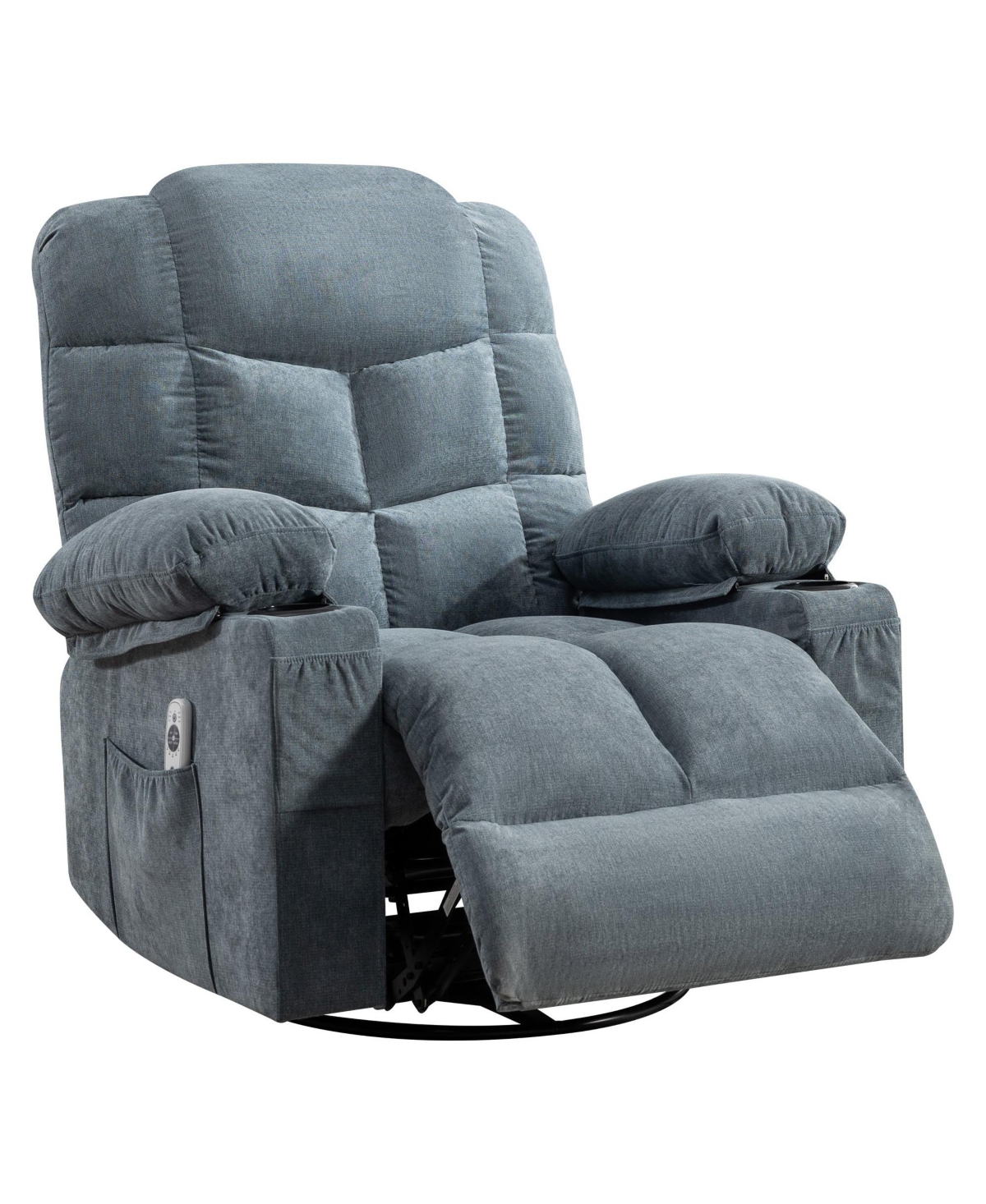 Clihome Oversized Massage Swivel Recliner Chair with Lumbar Heating for Living Room Rocker Cup Holders and Usb Charge