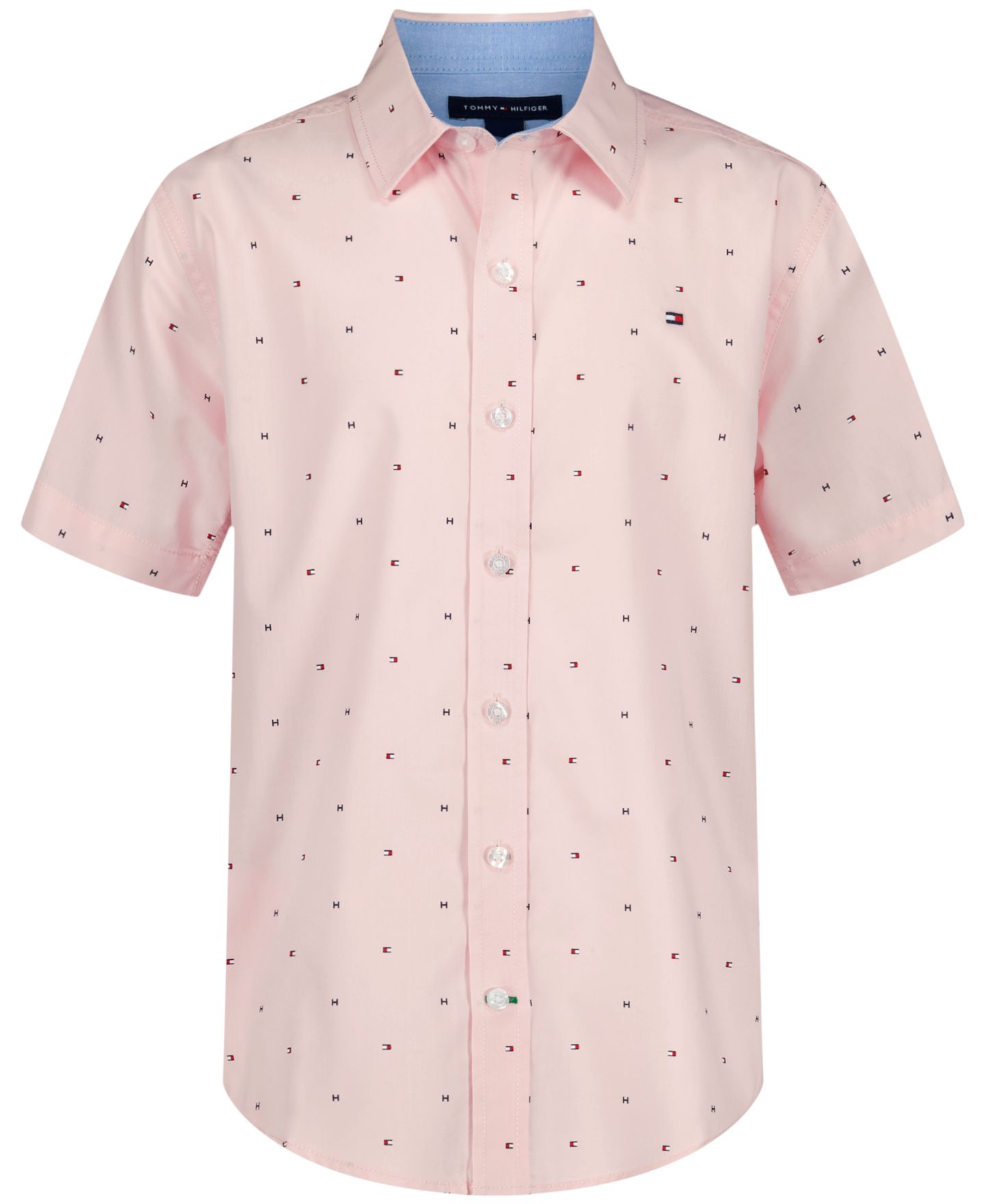 Рубашка Tommy Hilfiger Flag Short-Sleeve Woven Shirt для мальчиков, цвет: Персиковый — фото 1
