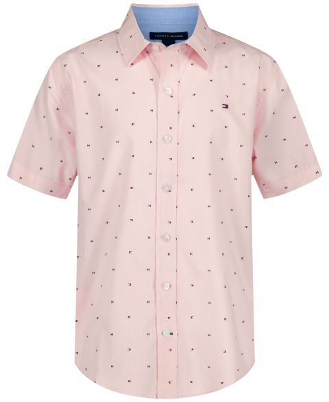Рубашка Tommy Hilfiger Flag Short-Sleeve Woven Shirt для мальчиков, цвет: Персиковый