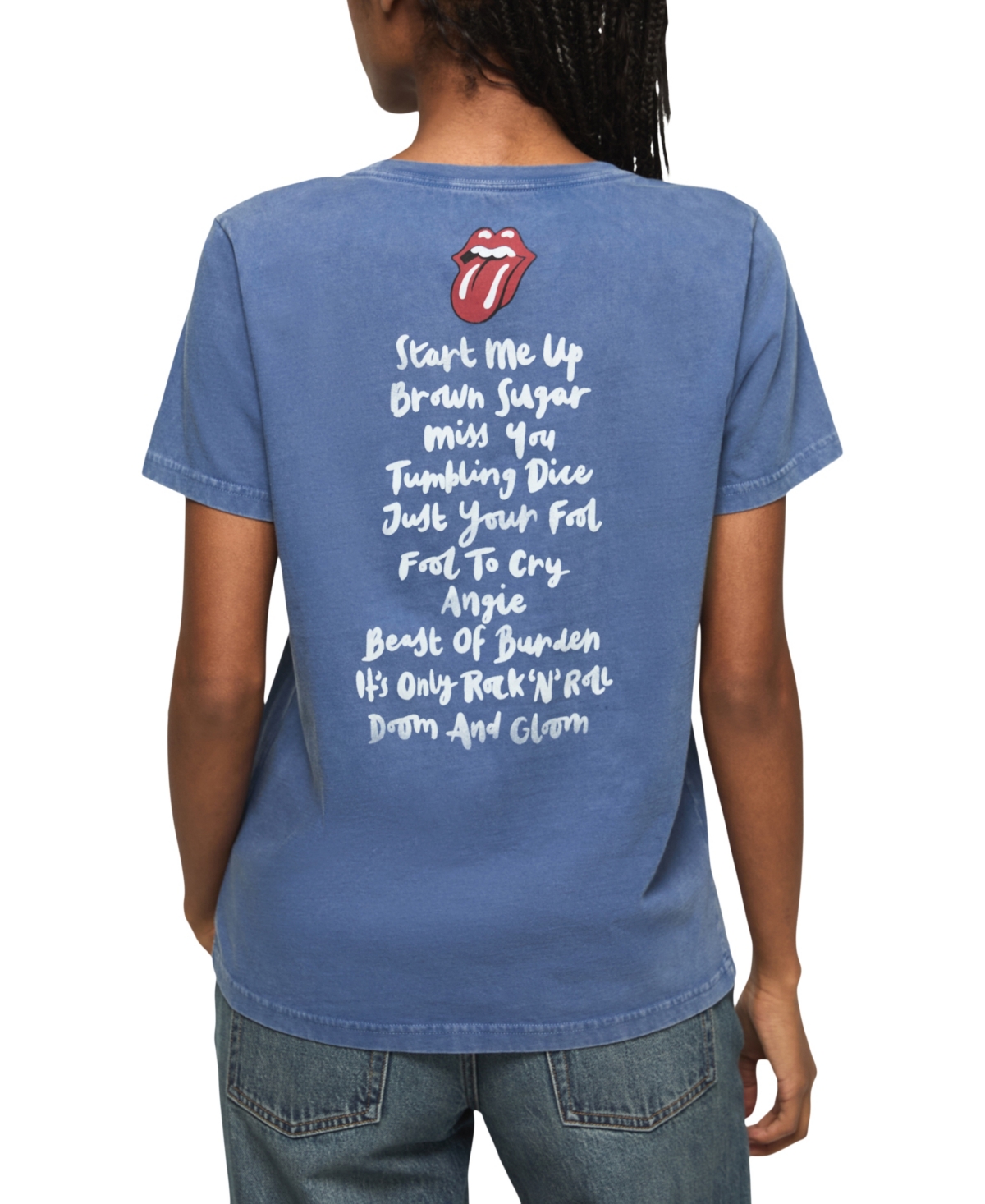 Lucky Brand Women's Rolling Stones Patch Classic Crewneck T-Shirt