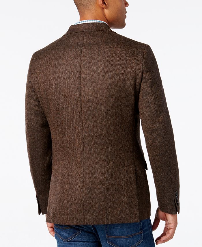 Lauren Ralph Lauren Mens Classic Fit Soft Wool Brown Herringbone Sport