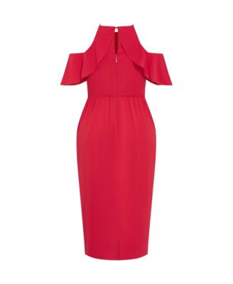 Women's Plus Size Love Siren Ruffle Shoulder Dress