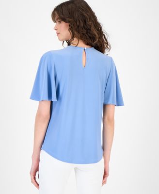 Women's Pleated Bell-Sleeve Top