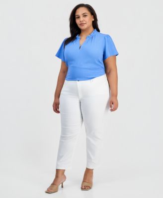 Plus Size Lexington Straight-Leg Cropped Jeans