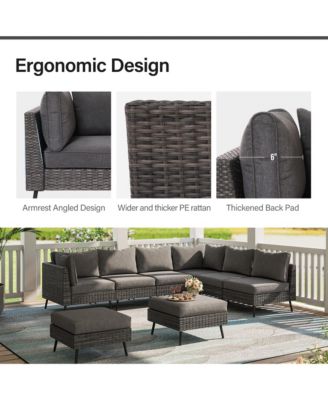 8 Piece Outdoor Sectional Sofa PE Rattan Patio Conversation Sets, All Weather Patio Furniture Set