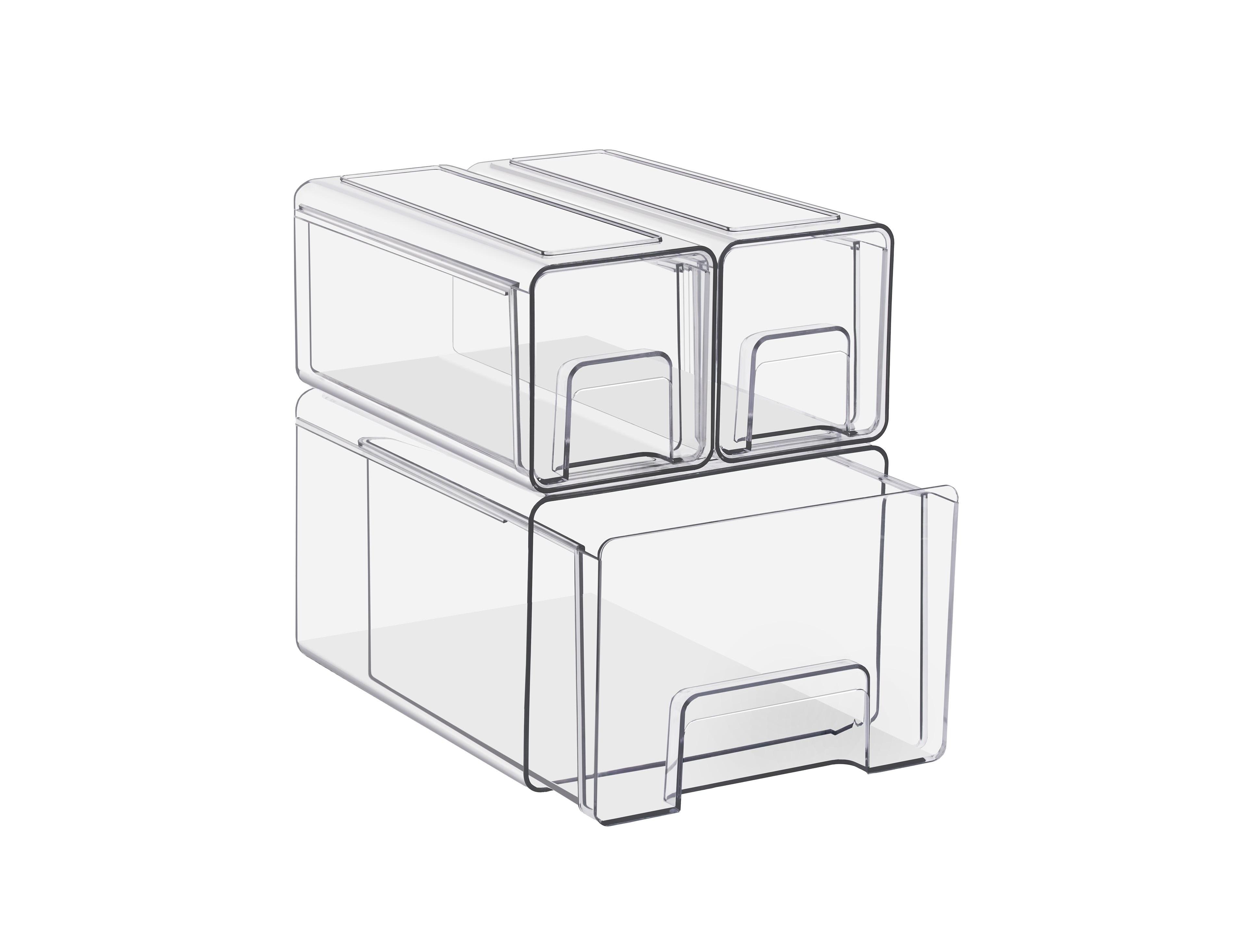 Sorbus 3 Piece Clear Stackable Storage Drawers Case with Handles - for Bathroom, Closet, Pantry, Cabinet