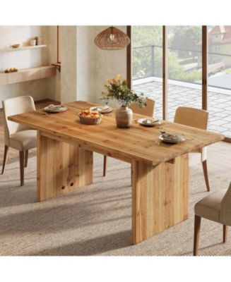 Tribesigns Solid Wood Dining Table for 6, 63 Inches Farmhouse Rectangle ...