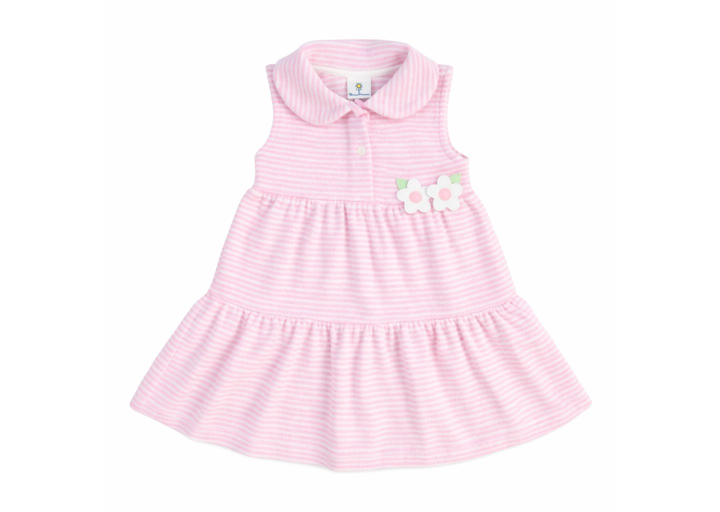 Платье Florence Eiseman Stripe Terry Dress with Flowers для девочек, цвет: Dark Pinnk — фото 1