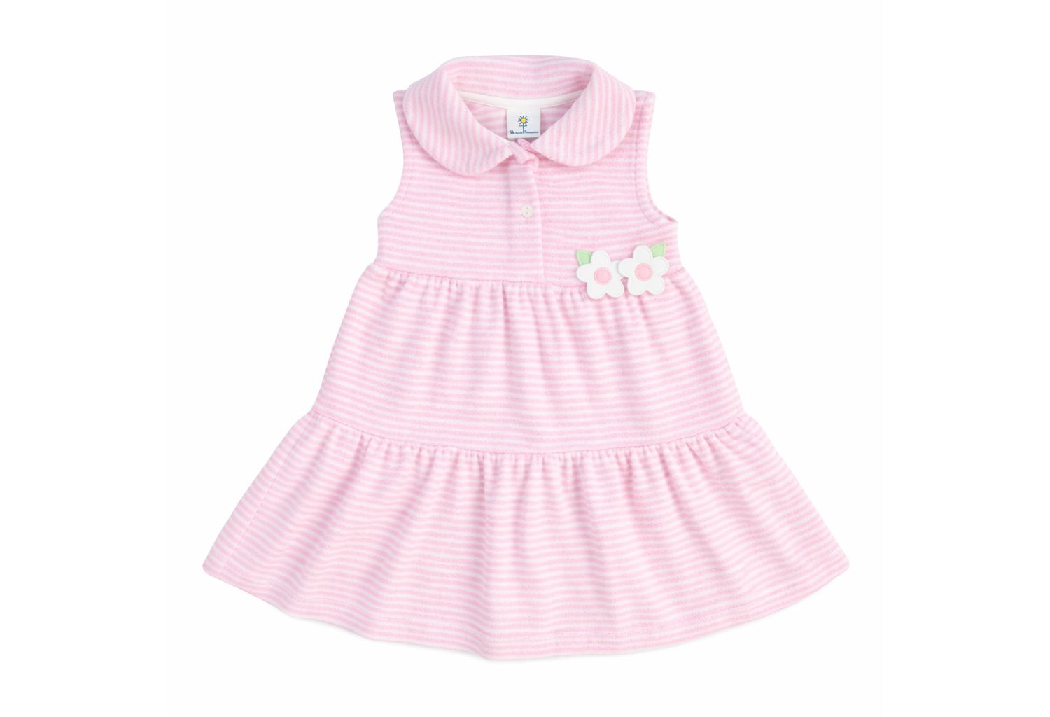 Little Girls Stripe Terry Dress with Flowers